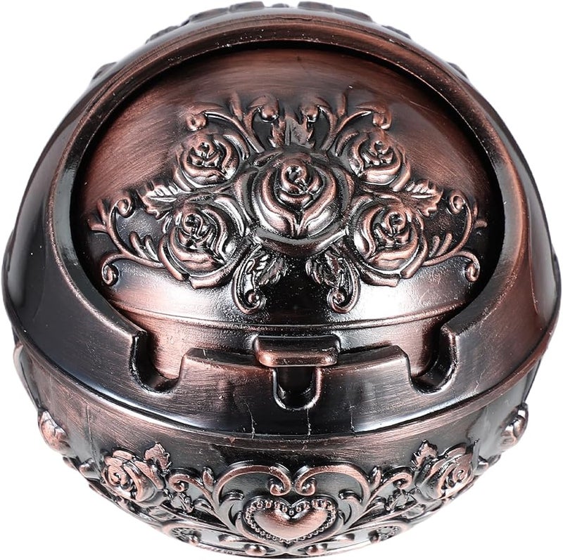 Copper Smokeless Ashtray with Lid Portable Desktop Outdoor Travel Home Use - Image 1